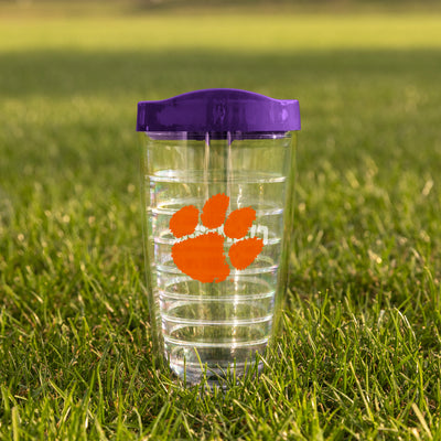 Clemson 16oz Flipside Dbl Wall Clear Tumbler