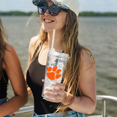Clemson 22oz Flipside Dbl Wall Clear Tumbler