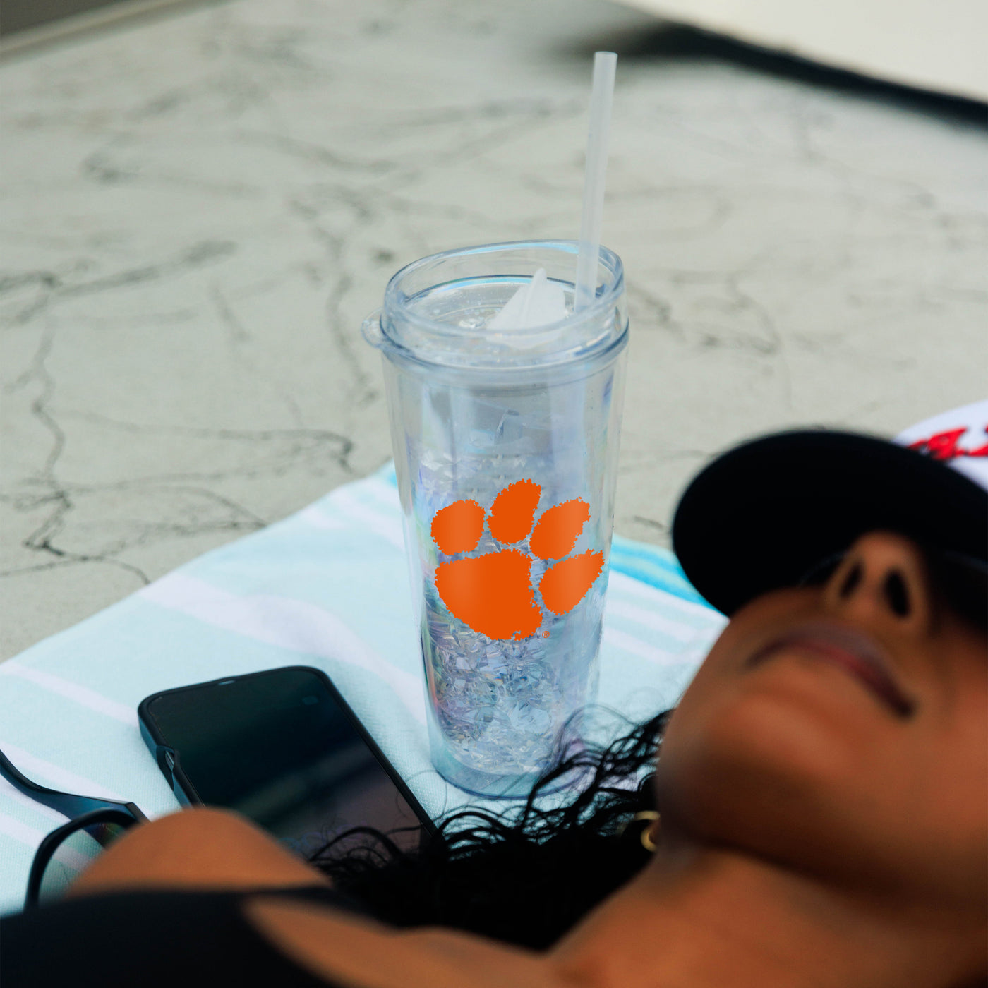 Clemson 22oz Flipside Dbl Wall Clear Tumbler