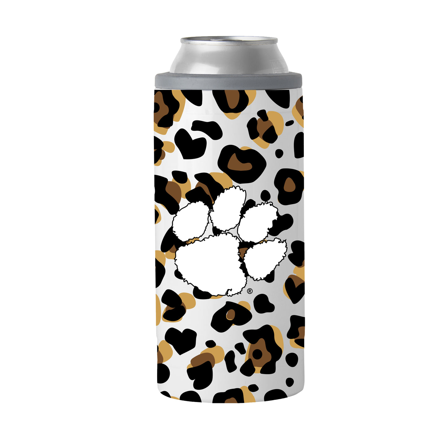 Clemson 12oz Neutral Leopard Slim Can Coolie