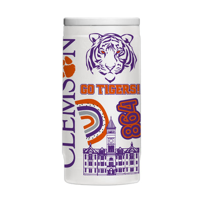 Clemson 12oz Native Powder Coat Slim Can Coolie