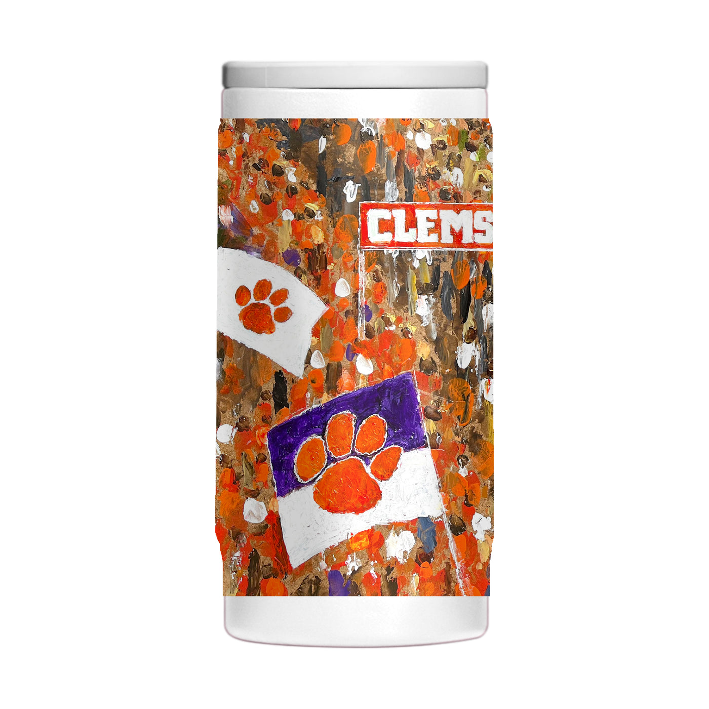 Clemson 12oz Collector Powder Coat Slim Can Coolie