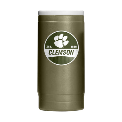 Clemson  Badge Powder Coat Slim Can Coolie