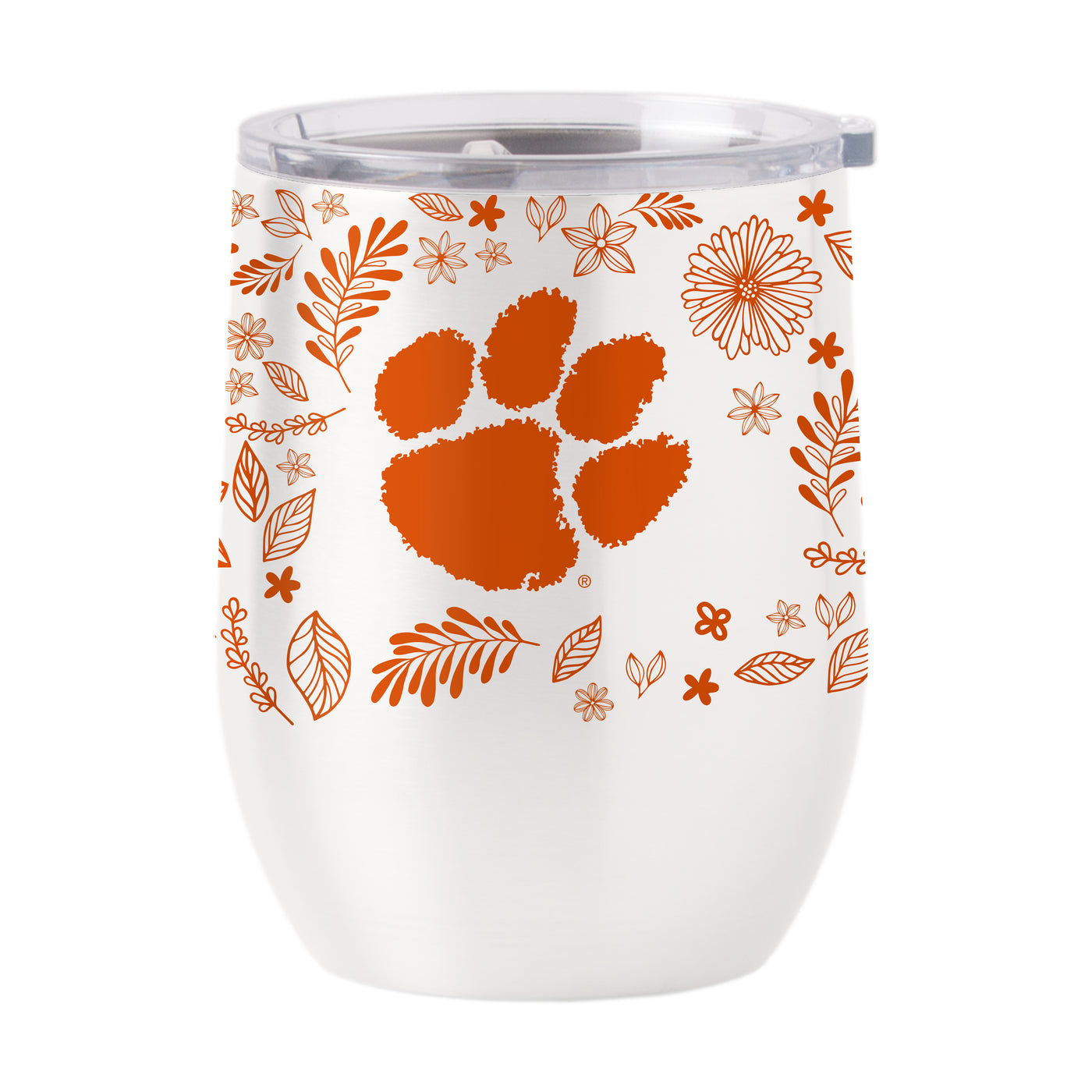 Clemson 16oz Botanical Stainless Curved Beverage