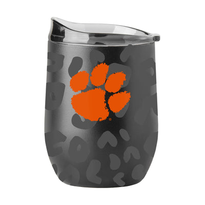 Clemson Leopard 16oz Black Powder Coat Curved Beverage - Logo Brands