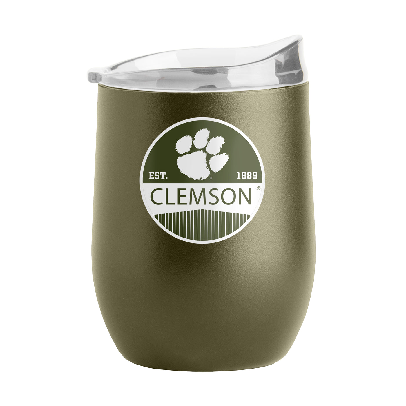 Clemson 16oz Badge Powder Coat Curved Beverage