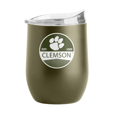 Clemson 16oz Badge Powder Coat Curved Beverage
