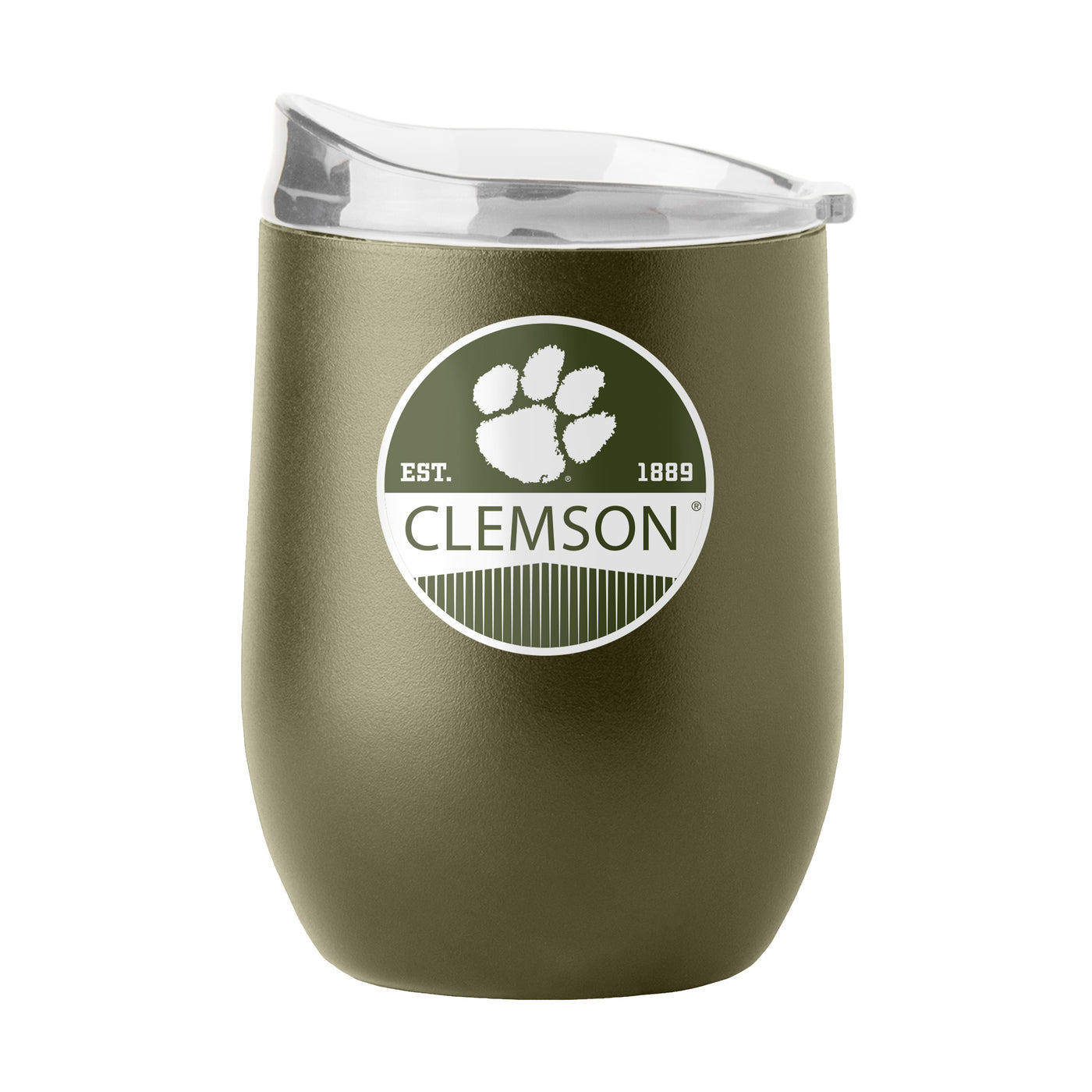 Clemson 16oz Badge Powder Coat Curved Beverage