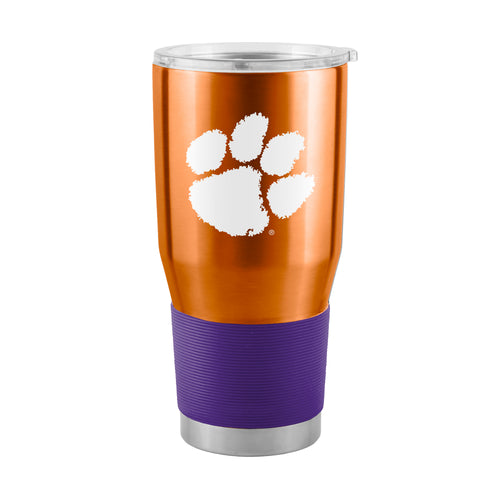 Clemson Alt Sleeve 30oz stainless steel tumbler with logo branding, designed for hot and cold beverages, featuring a durable drinkware design.