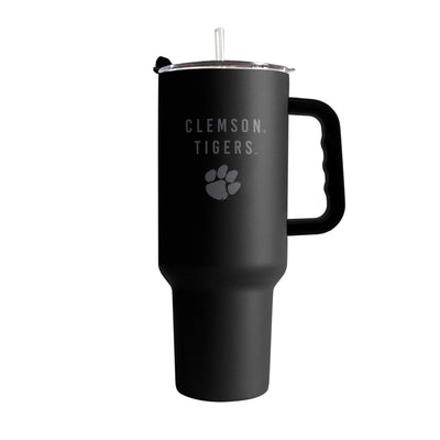 Clemson 40oz Black Tonal Powder Coat Tumbler