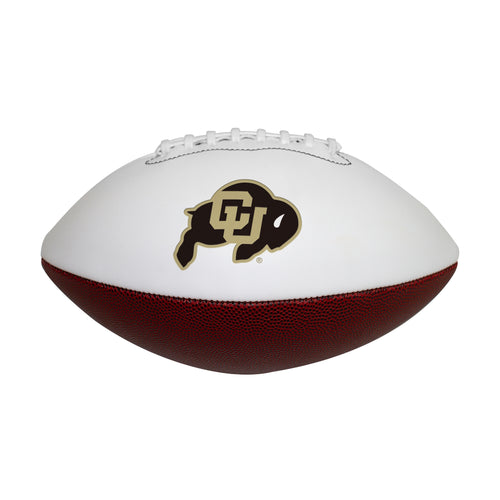 Official Colorado autograph football by Logo Brands, recreation size with signature details visible on leather surface.