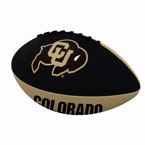 Junior size Colorado Pinwheel rubber football by Logo Brands, designed for recreational play, with colorful pinwheel pattern and textured surface.