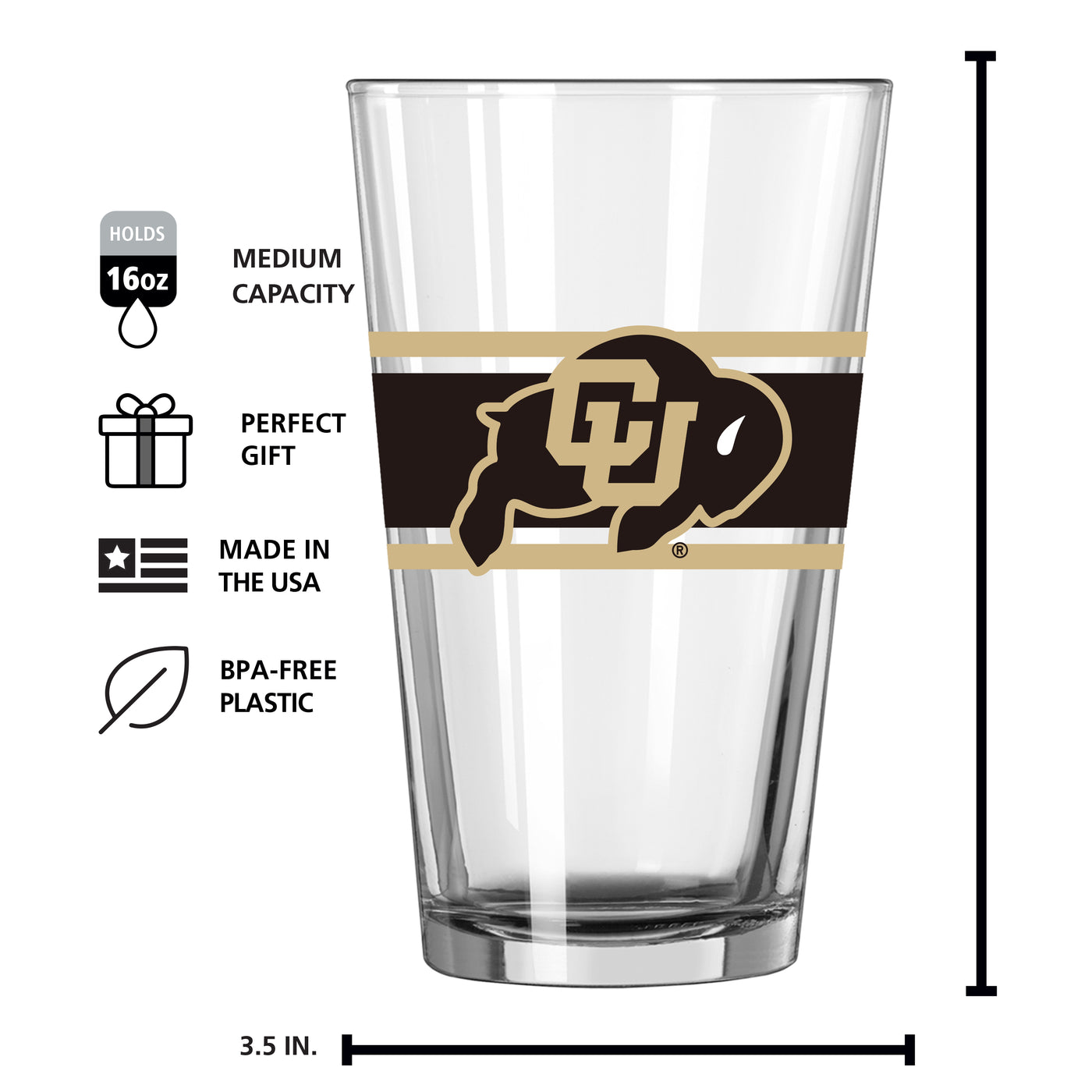 Colorado 16oz Stripe Pint Glass - Logo Brands