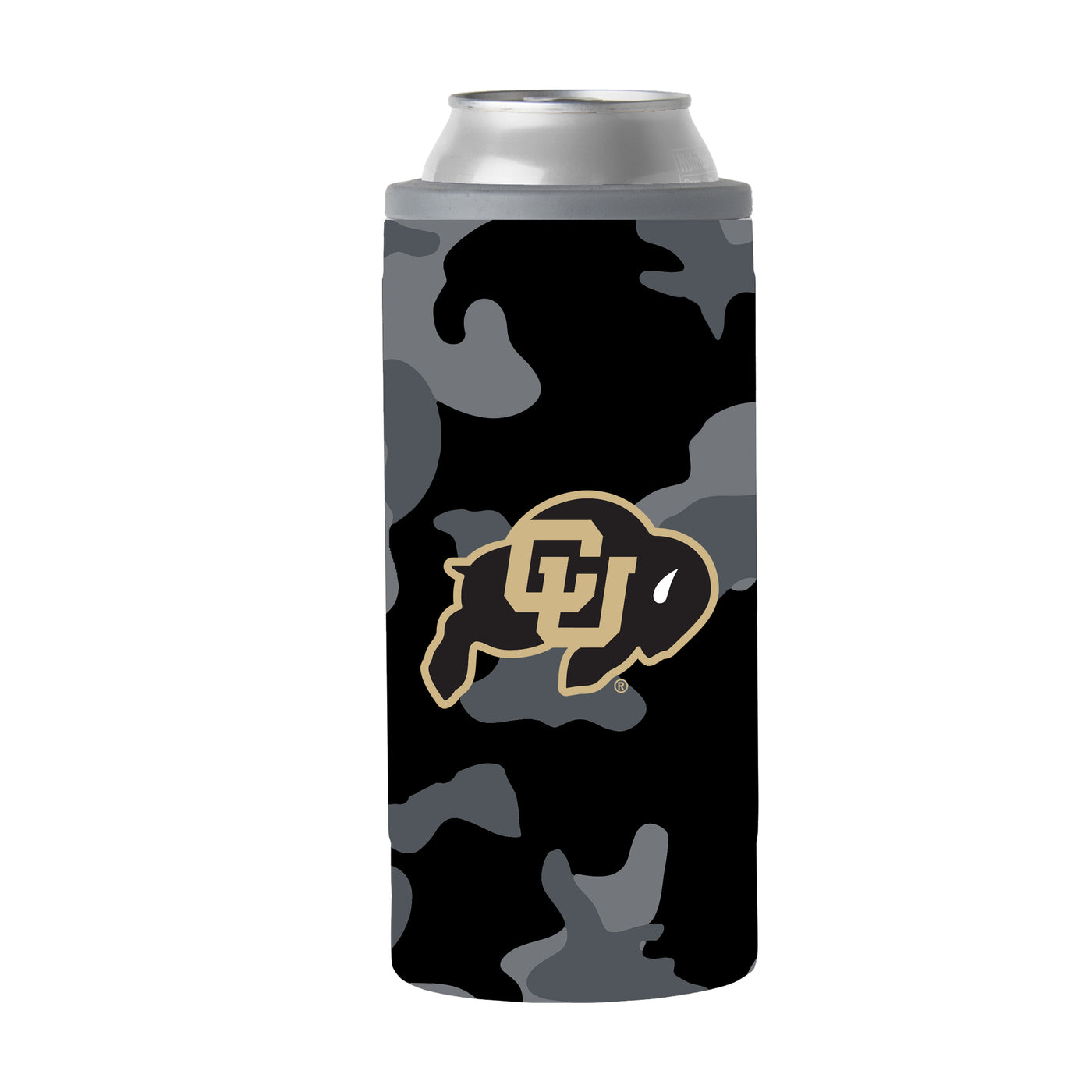 Colorado Black Camo 12oz Slim Can Coolie - Logo Brands