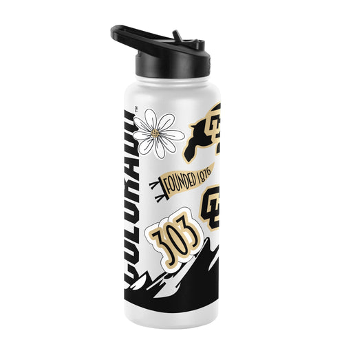 Colorado 34oz Native Quencher Bottle by Logo Brands, large drinkware with colorful Native design and screw-on lid.