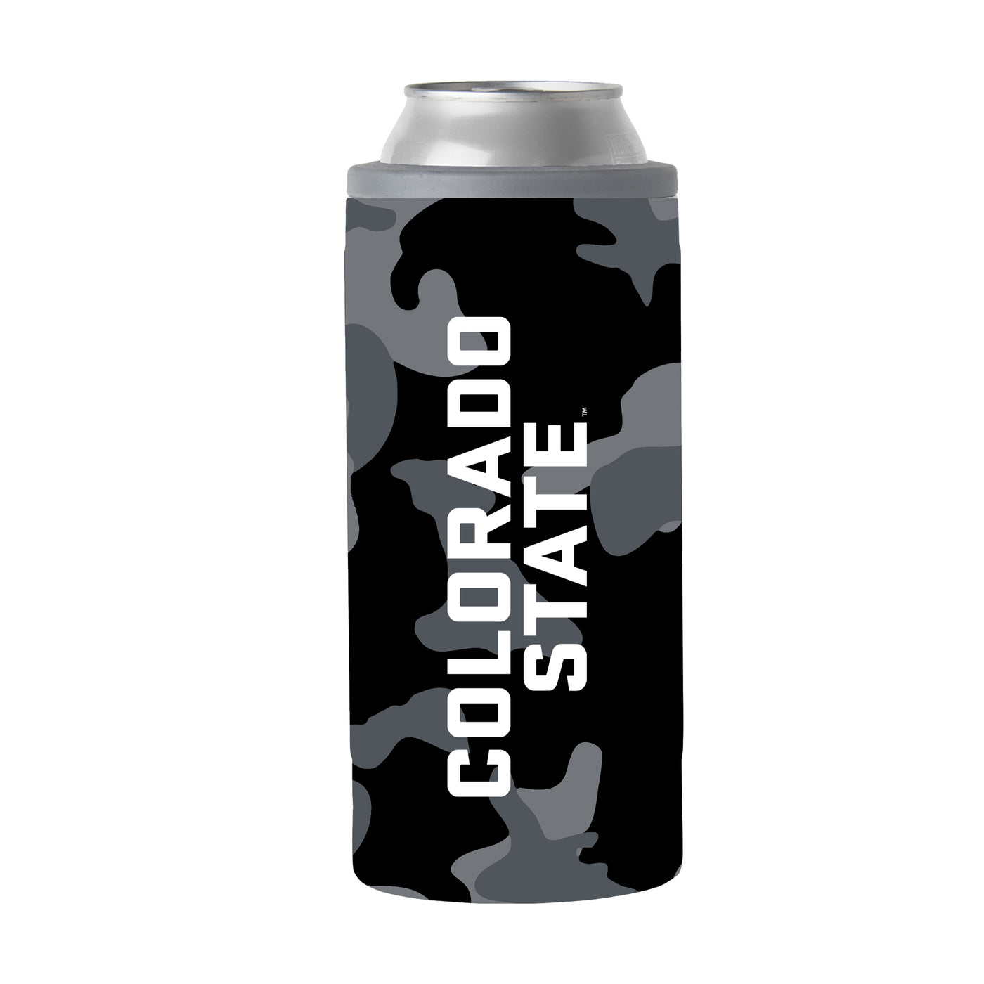 Colorado State Black Camo 12oz Slim Can Coolie