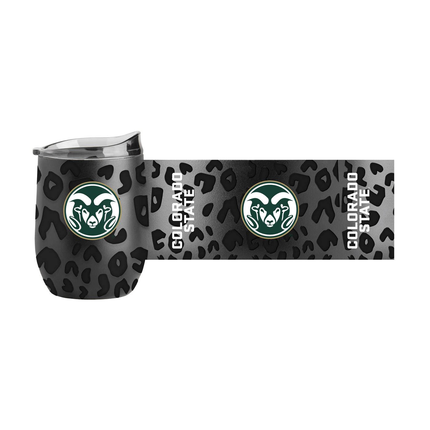 Colorado State Leopard 16oz Black Powdercoat Curved Beverage