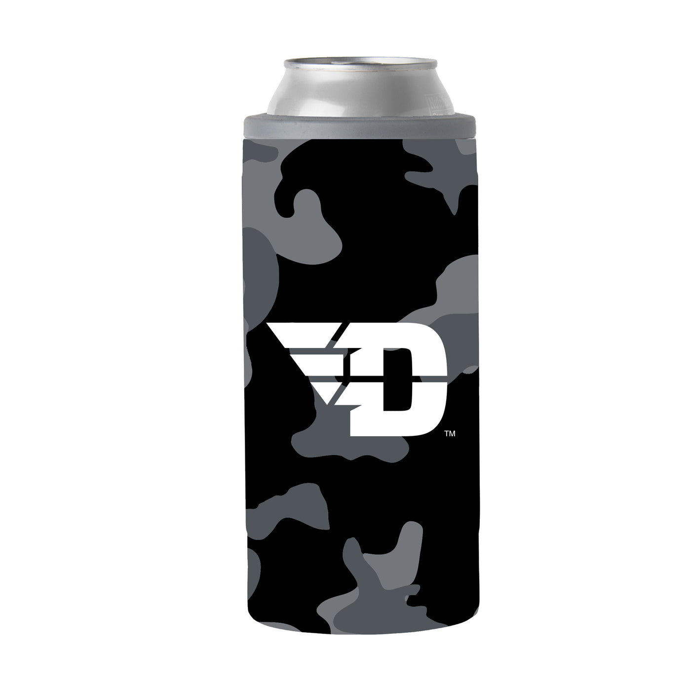 Dayton Black Camo 12oz Slim Can Coolie