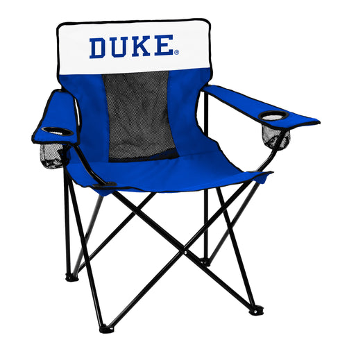 Duke Block Wordmark Elite Chair by Logo Brands, modern office furniture with black and white design and comfortable cushioning.