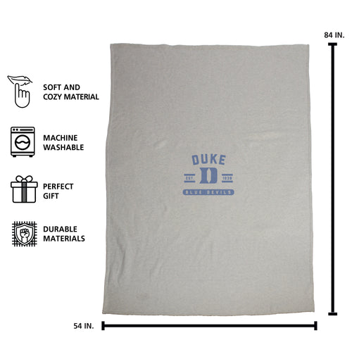 Duke sublimated sweatshirt blanket by Logo Brands, soft fleece with Duke University logo and design, perfect for warmth and support.