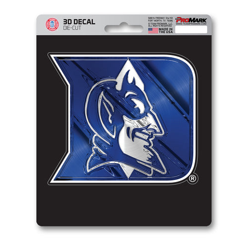 Duke University 3D decal with Duke logo in blue and white, designed for sports fans and university merchandise.