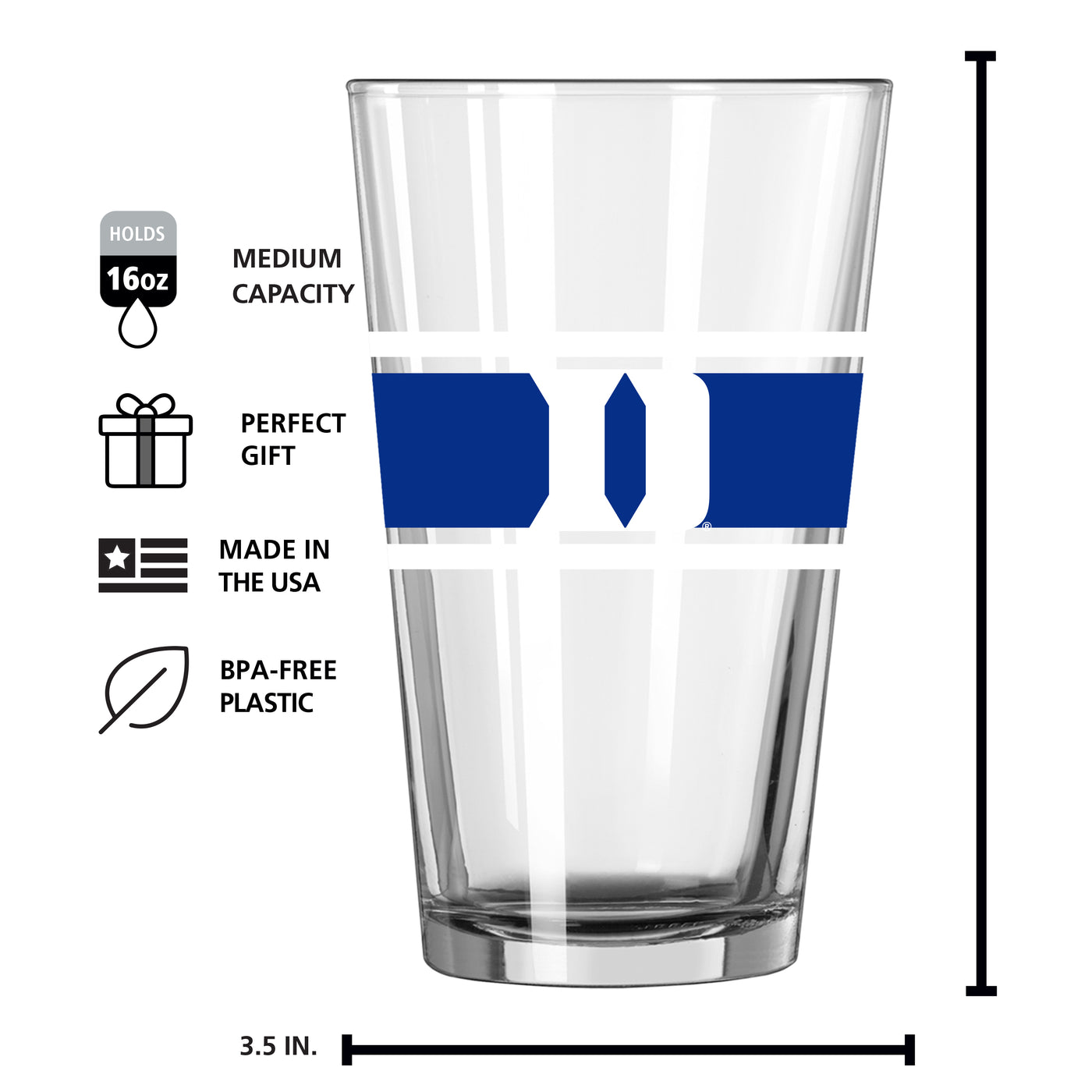 Duke 16oz Stripe Pint Glass