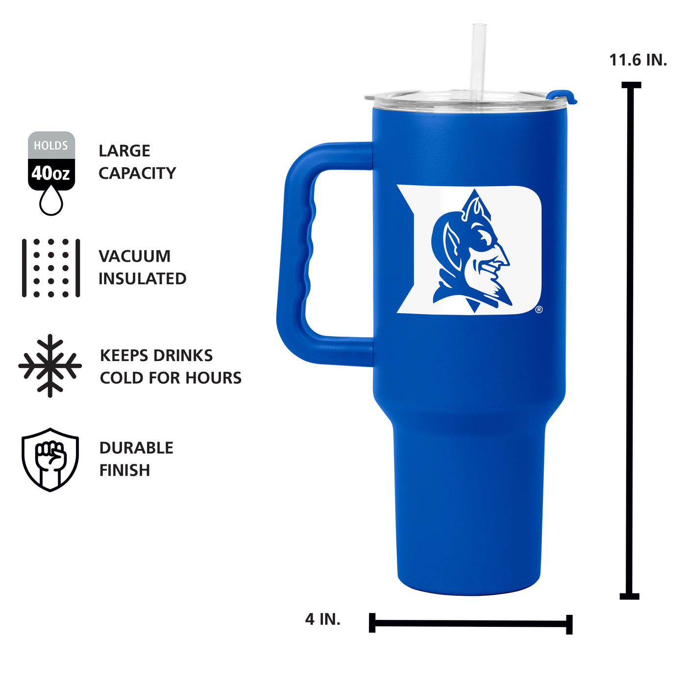 1979年製 G.COLEMAN DUKE 大学ブルーデビルスタチュー Duke 40oz Flipside Powder Coat Tumbler | Logo Brands