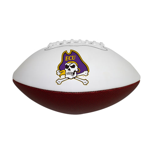 East Carolina official-size autograph football by Logo Brands, featuring team logo and space for signatures on the leather surface.