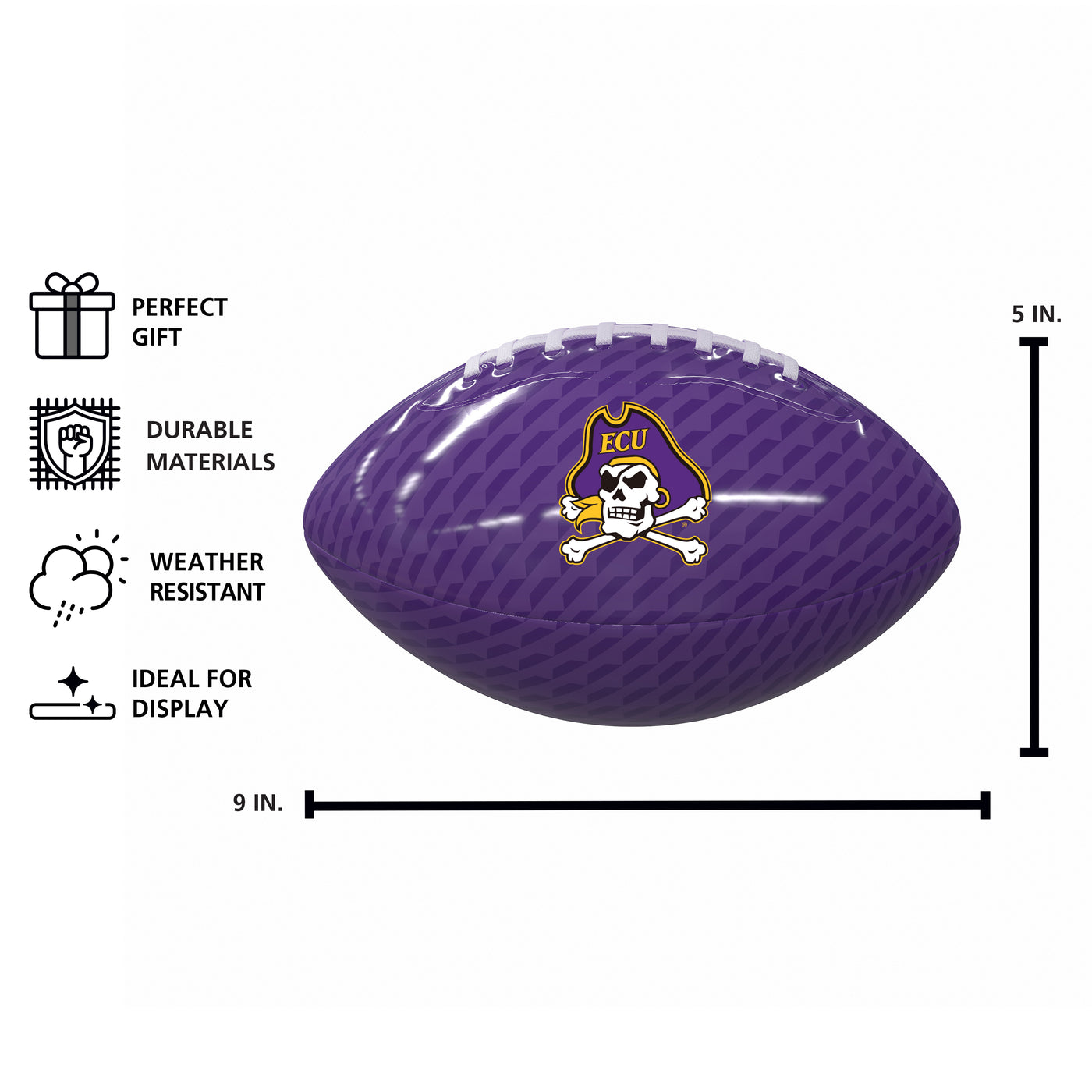 East Carolina Carbon Fiber Mini-Size Glossy Football