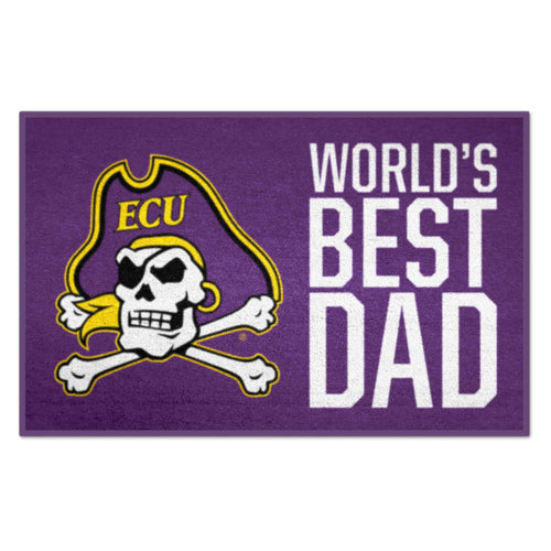 East Carolina University Starter Mat by Logo Brands featuring "World's Best Dad" design, ideal for home or office decor.