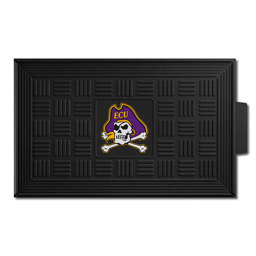 East Carolina University medallion door mat featuring the university logo and colors, perfect for welcoming fans and students.