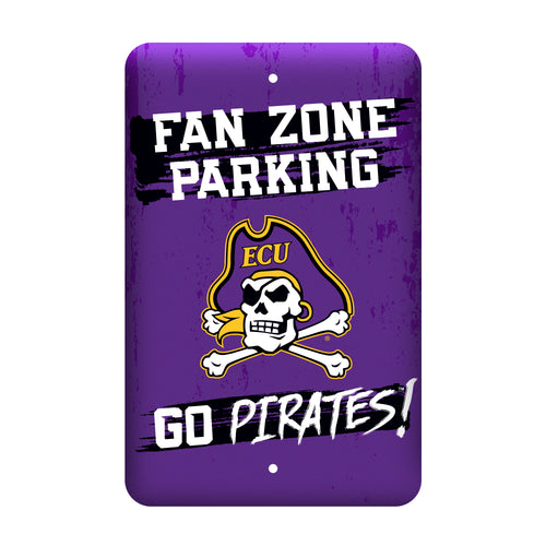 East Carolina Metal Parking Sign 18x12 for mancave, durable Logo Brands metal sign with team logo and vibrant colors.