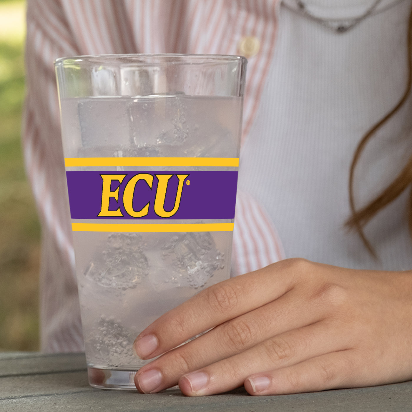 East Carolina 16oz Stripe Pint Glass - Logo Brands