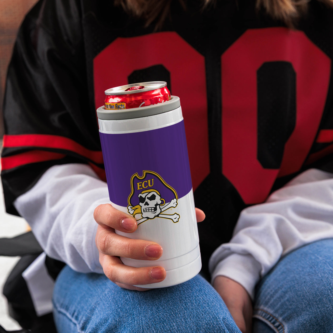 East Carolina Colorblock 12oz Slim Can Coolie