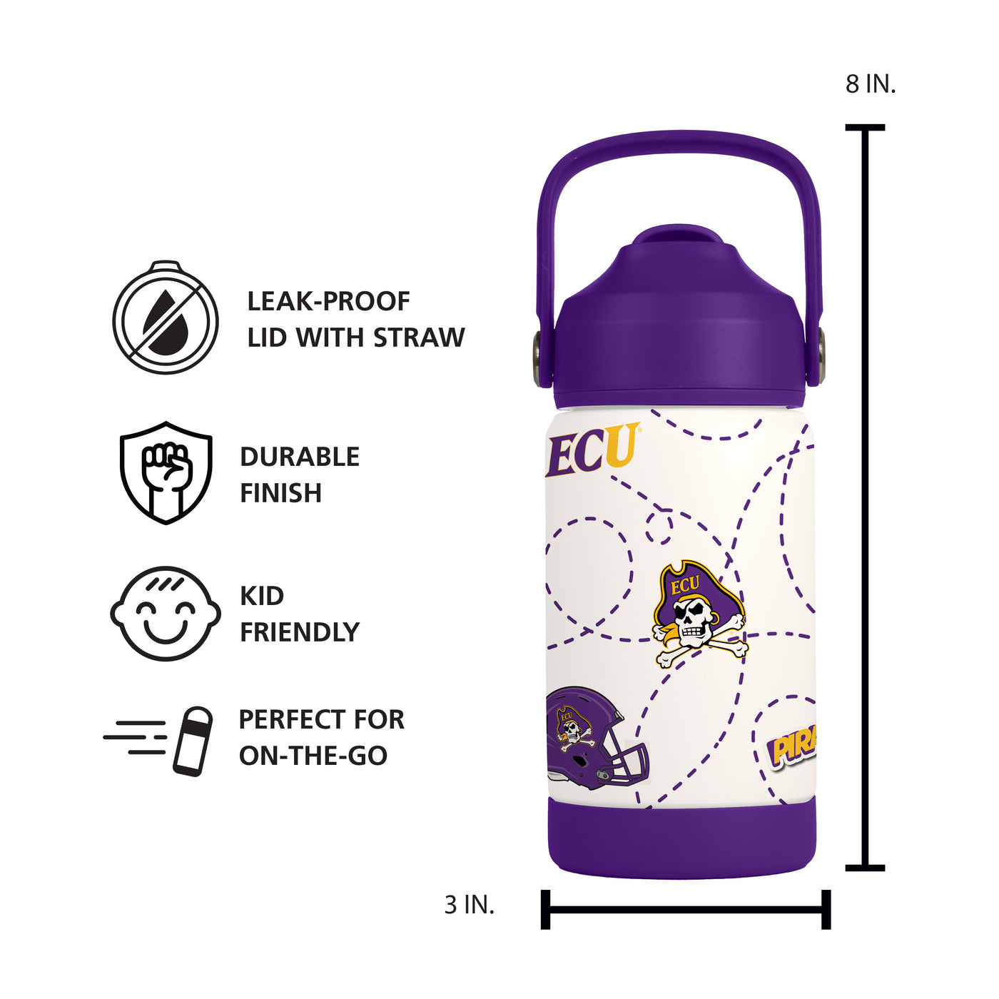 East Carolina 12oz Mascot SS Kids Bottle
