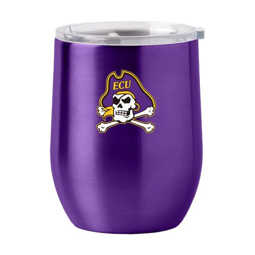 East Carolina Gameday stainless steel 16oz curved beverage tumbler with team logo and eco-friendly design.