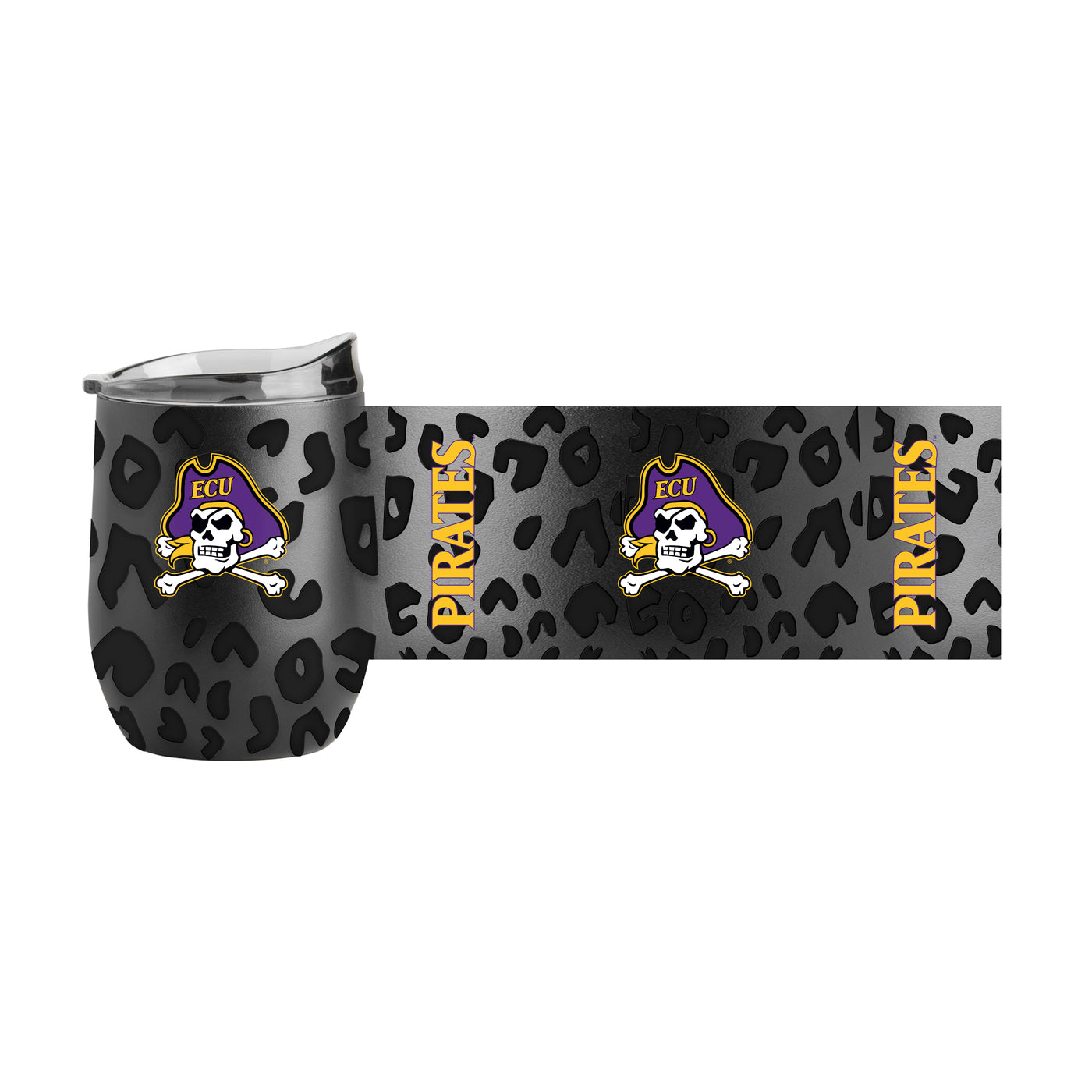 East Carolina Leopard 16oz Black Powdercoat Curved Beverage - Logo Brands