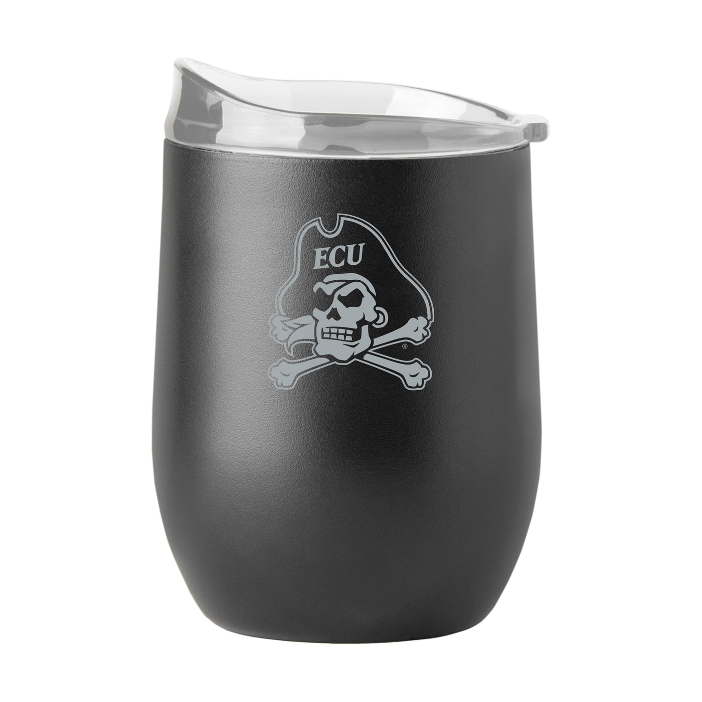 East Carolina Black 16oz Etch Powder Coat Curved Beverage