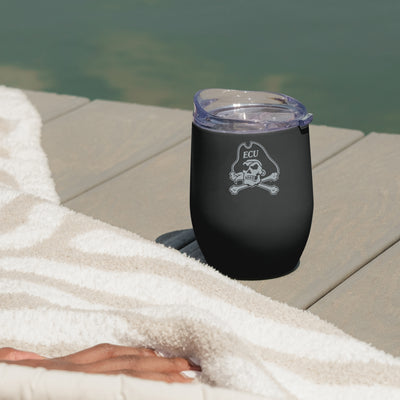 East Carolina Black 16oz Etch Powder Coat Curved Beverage