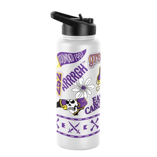 East Carolina 34oz Native Quencher Bottle by Logo Brands, large drinkware with sports team logo and vibrant design.