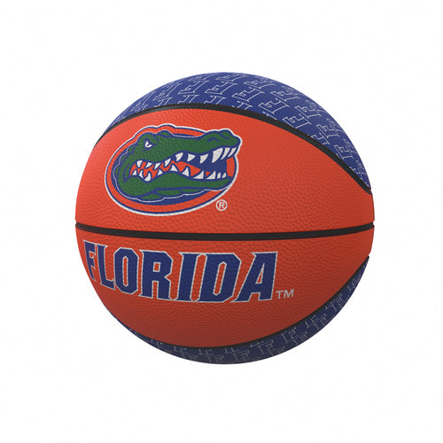 Mini rubber basketball with Florida repeating logo, ideal for recreation and sports by Logo Brands.