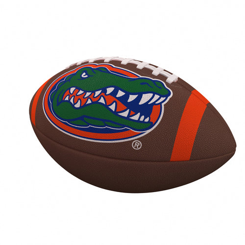 Official Florida Team Stripe composite football by Logo Brands, featuring team colors and detailed stitching for recreation use.