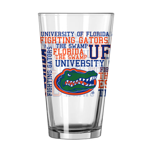 Florida 16oz Spirit pint glass by Logo Brands, clear drinkware with Florida design, perfect for beverages and collection.
