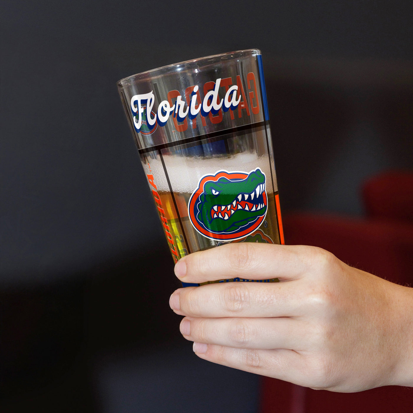 Florida 16oz Quilted Stained Pint Glass