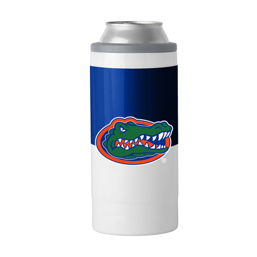 Florida Colorblock 12oz slim can coolie by Logo Brands, featuring vibrant colorblock design and insulated drinkware.
