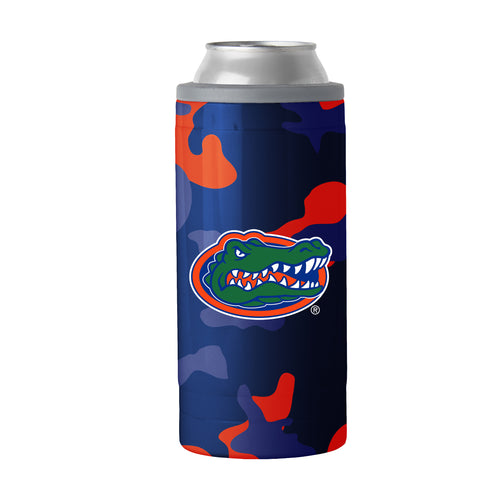 Florida Camo Swagger 12oz Slim Can Coolie by Logo Brands, camouflage drink holder for slim cans, with logo design.