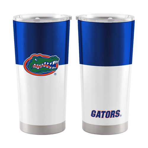 Florida Colorblock 20oz stainless steel tumbler from Logo Brands, featuring a vibrant colorblock design and spill-proof lid.