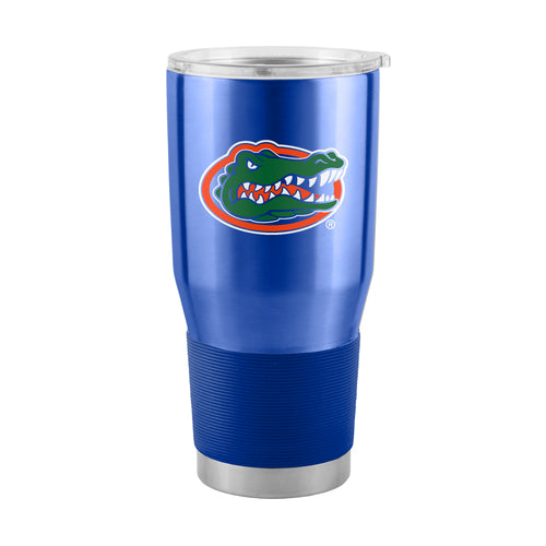 Florida Gameday 30oz stainless steel tumbler by Logo Brands, featuring team logo and spill-proof lid for hot or cold drinks.