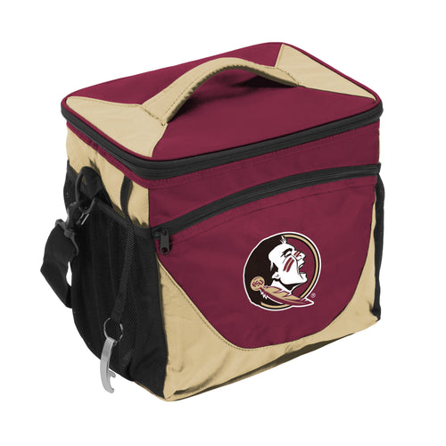 Florida State 24 Can Cooler by Logo Brands, insulated cooler bag with team logo and multiple compartments for beverages.