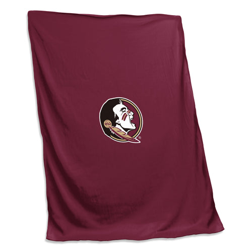 Florida State University screened sweatshirt blanket by Logo Brands, featuring a cozy fleece material with school logo and colors.
